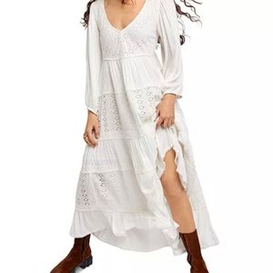 Free People Mockingbird Maxi Dress white/cream